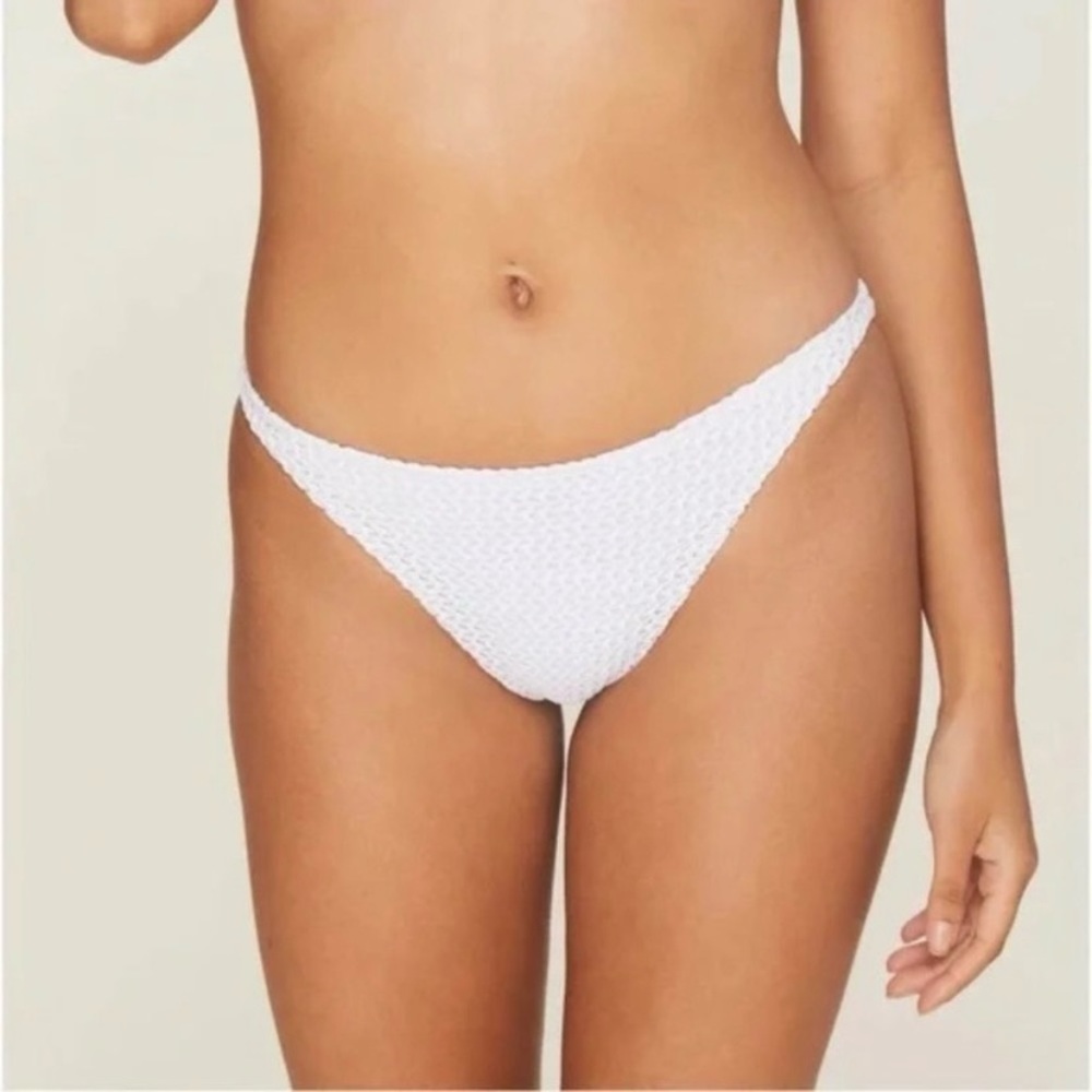 Andie Bohemian White Crochet Tropez Bikini Bottom Size Small Swimwear NWT